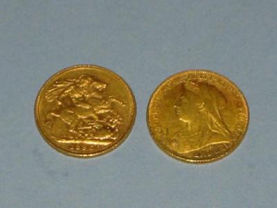 Appraisal: TWO VICTORIAN GOLD SOVEREIGNS dated and