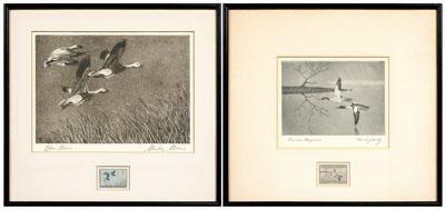 Appraisal: Two Federal duck stamp prints Blue Geese with stamp signed