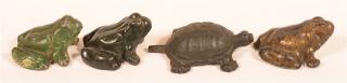 Appraisal: Four Cast Iron Doorstops Three frogs one marked Kennett Foundry