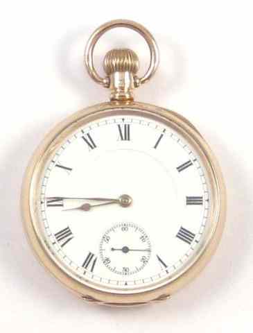 Appraisal: WALTHAM NINE KARAT GOLD OPENFACE POCKET WATCH Riverside model size