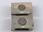 Appraisal: Two Maltese silver matchbox holders each with inset De Rohan