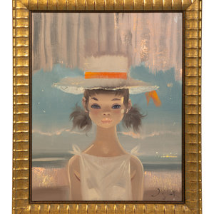 Appraisal: Igor Pantuhoff Russian American - Girl in Hat with Pigtails