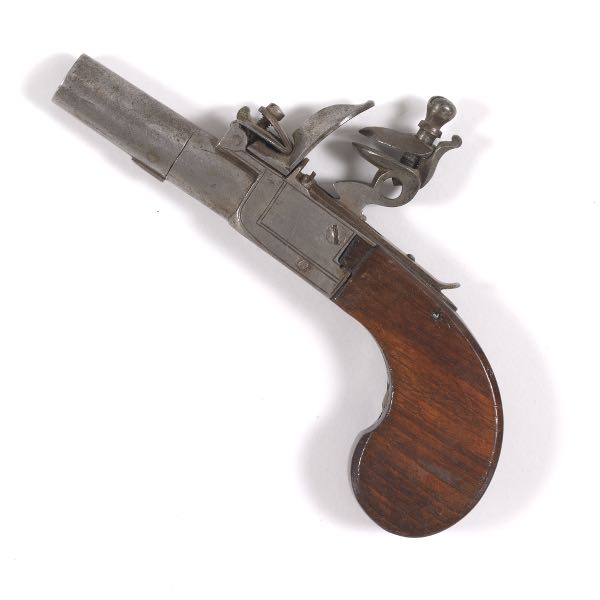 Appraisal: ENGLISH FLINTLOCK MUFF PISTOL CA - long Pistol is approximately