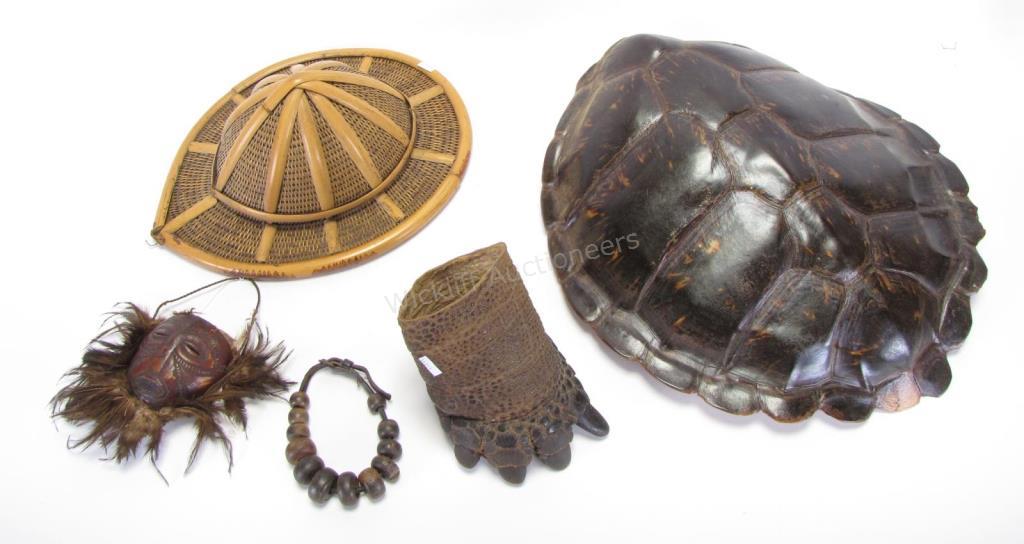 Appraisal: Group of African Decorative Accessories five total including tortoise shell