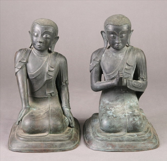 Appraisal: PAIR BURMESE BRONZE FIGURES OF MONKS late th century -