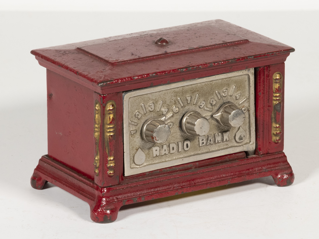 Appraisal: KENTON CAST IRON RADIO BANK Red Painted Cast Iron Still