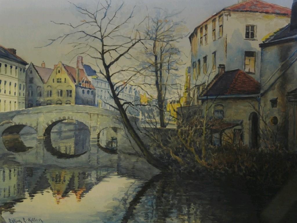 Appraisal: COLIN C HILTON twentieth century WATERCOLOUR DRAWINGBridge with riversigned x