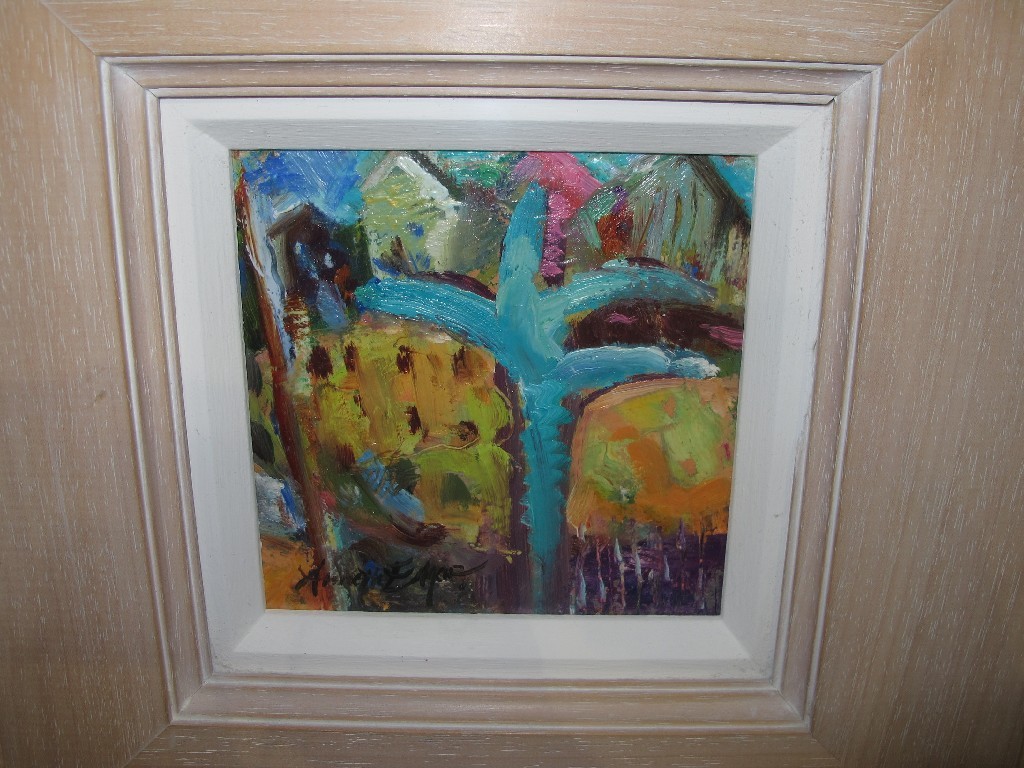 Appraisal: ANNETTE EDGAR Oil on board Continental village scene signed recto