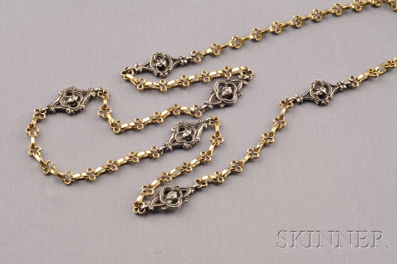 Appraisal: Renaissance Revival kt Gold and Silver Longchain France composed of