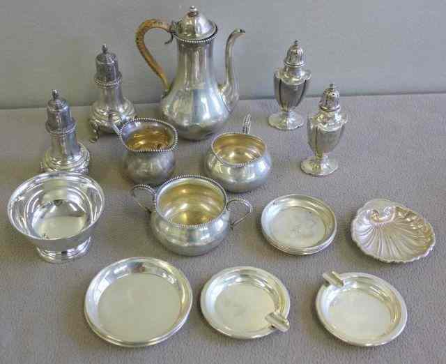 Appraisal: STERLING Assorted Sterling Lot Including Tole Approx troy oz From