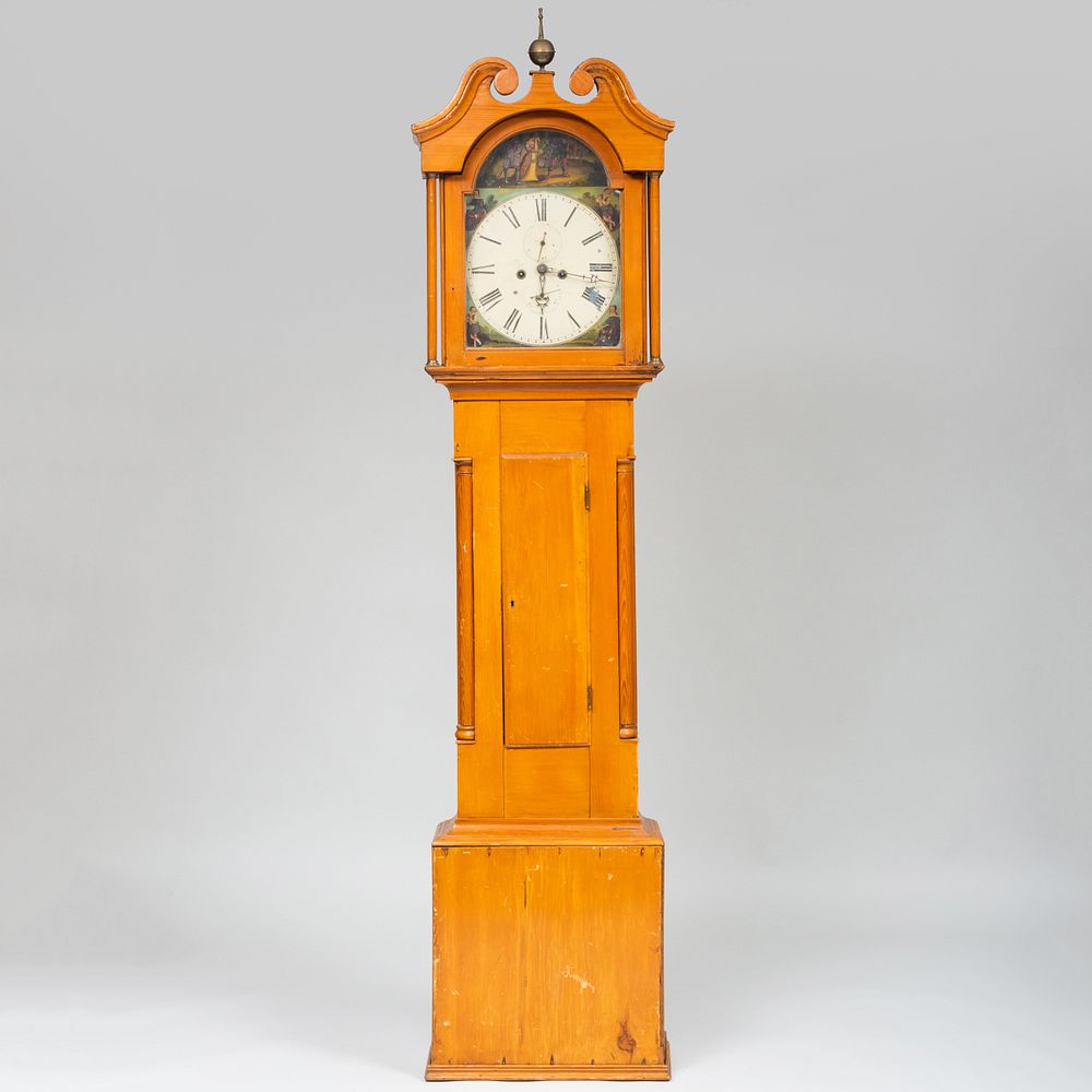 Appraisal: Federal Maple and Pine Long Case Clock The painted dial