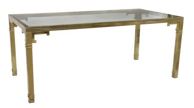 Appraisal: Italian modern glass-top brass table in the manner of Romeo