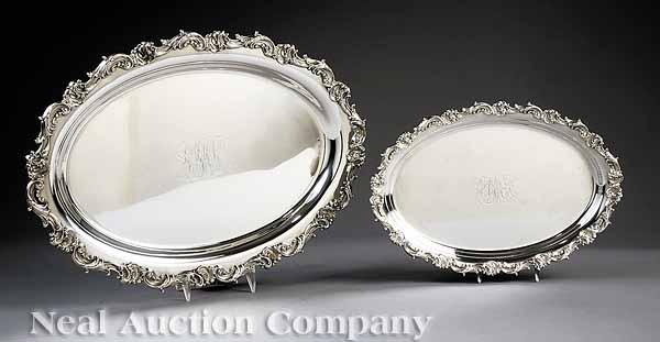 Appraisal: Two Antique American Sterling Silver Oval Trays Whiting Mfg Co