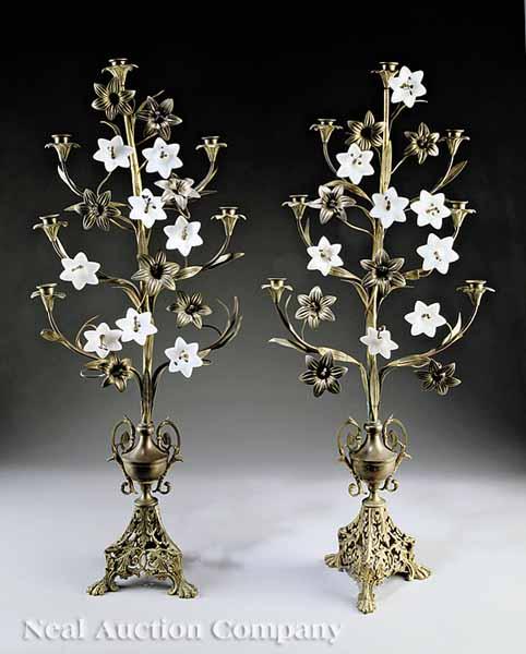 Appraisal: A Pair of Victorian Gilt Bronze Ormolu and Opaline Glass