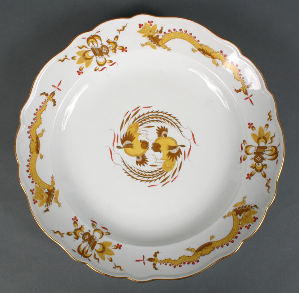 Appraisal: Meissen hand painted porcelain charger oriental dragon and rooster motif