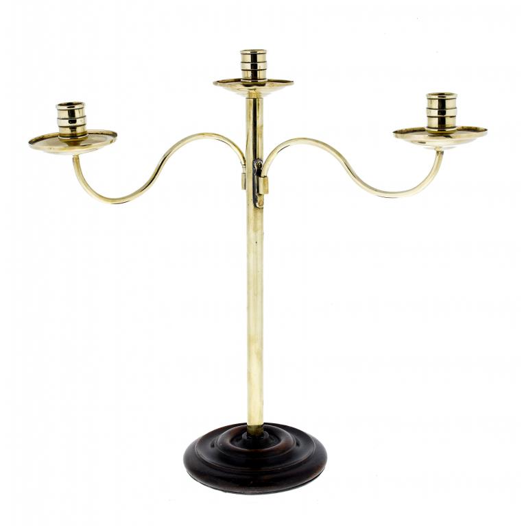 Appraisal: A BRASS CANDELABRUM of three lights two on adjustable swan