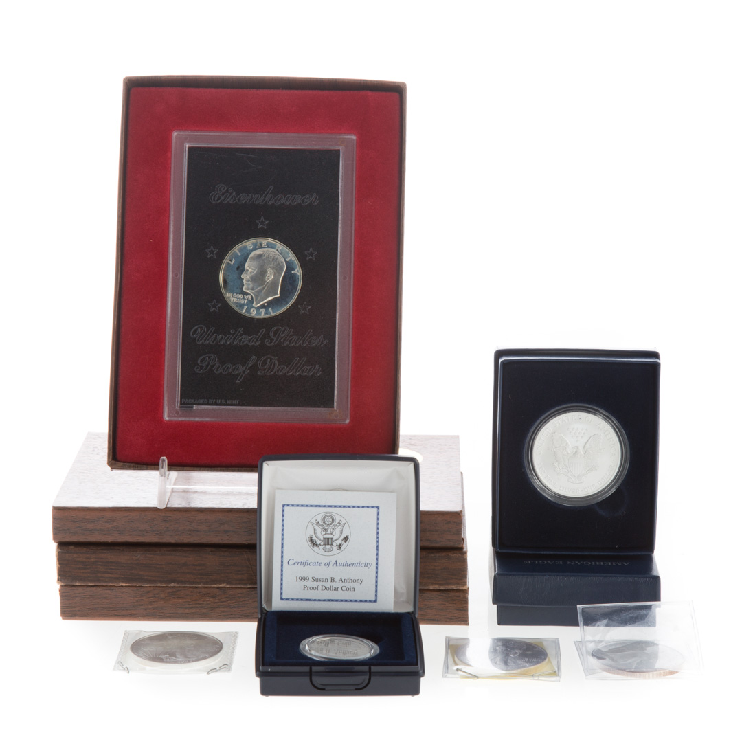 Appraisal: US Ike Silver Brown Packs Silver Eagles Four Eisenhower Silver