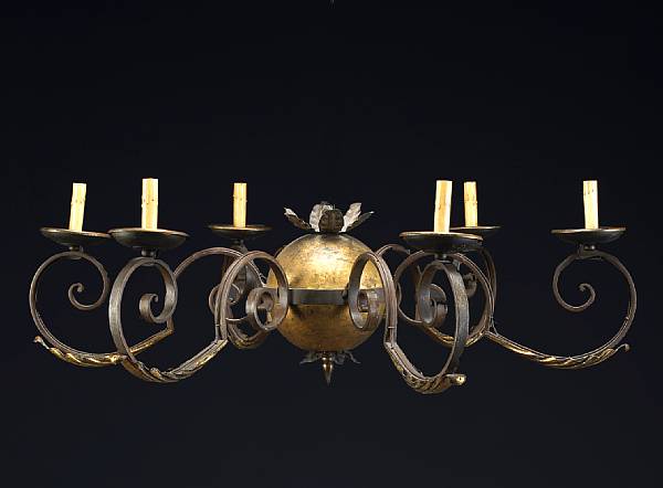 Appraisal: A Baroque style parcel gilt and t le iron six