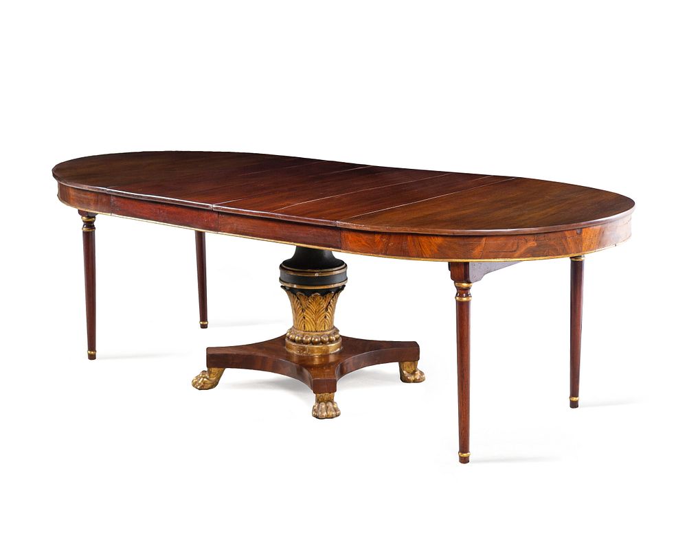 Appraisal: A Regency Style Painted and Parcel Gilt Mahogany Extension Dining