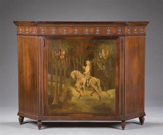 Appraisal: DECORATED SERVER European th century mixed woods with mahogany veneer