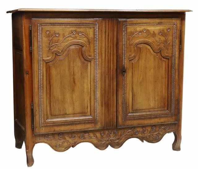 Appraisal: French Louis XV style walnut sideboard th c the rectangular