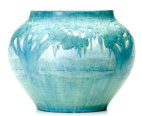 Appraisal: NEWCOMB COLLEGE Large and fine Transitional vase carved by Sadie