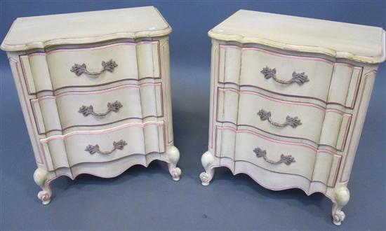 Appraisal: PAIR OF COMMODE STANDS Louis XV provincial style pink banded