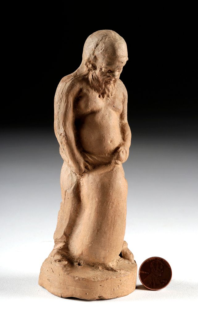 Appraisal: Roman Terracotta Standing Figure - Satyr w Wine Skin Roman