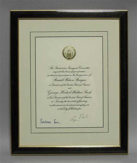 Appraisal: GEORGE H W BUSH SIGNED INVITATION Invitation to the inauguration