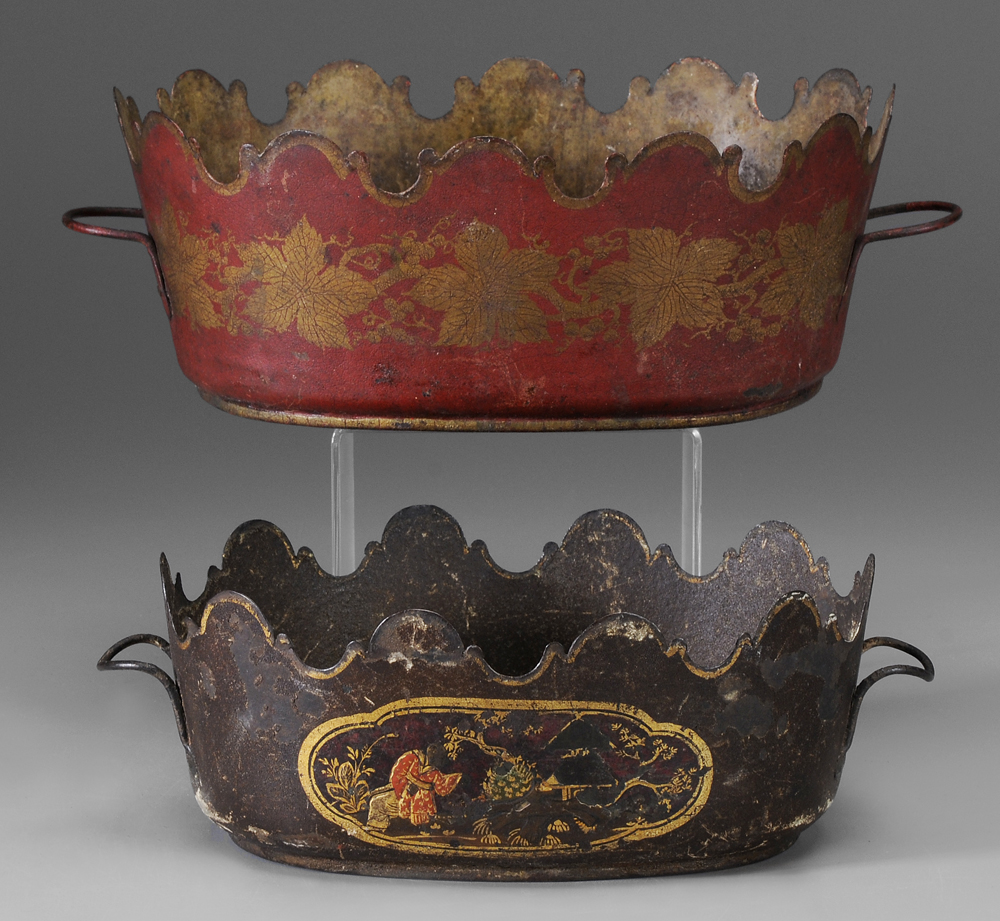 Appraisal: Two Toleware Monteiths one with gilt grape leaves and vines