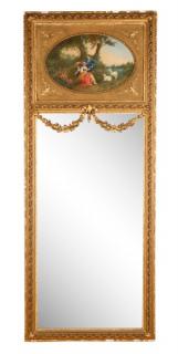 Appraisal: Monumental Louis XV Style Giltwood Trumeau Mirror th century Louis