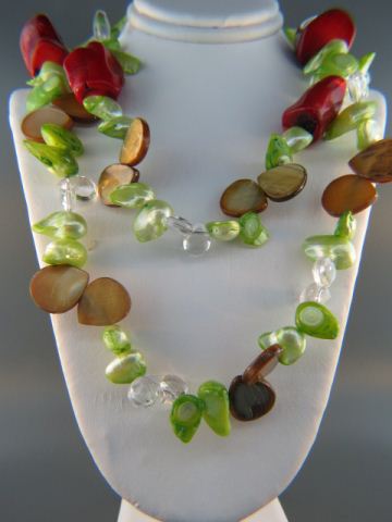 Appraisal: Pearl Stone Necklace with lime colored pearls with brown abalone