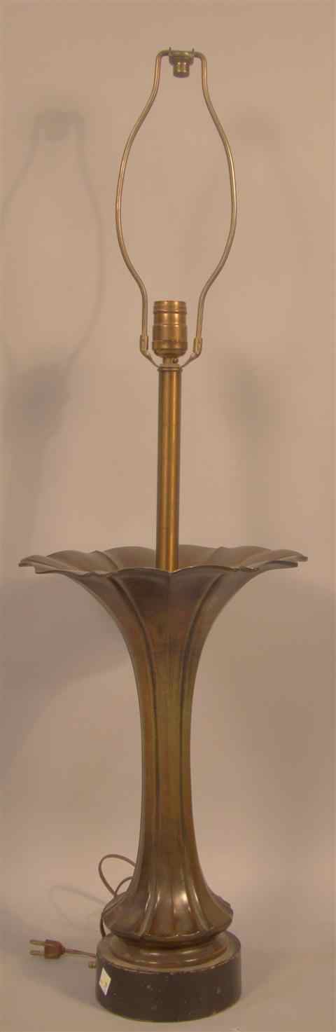 Appraisal: JAPANESE BRONZE TRUMPET-FORM VASE of flaring shaped with fluted sides