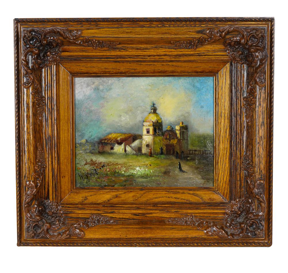 Appraisal: NELLIE BURRELL SCOTT CARMEL MISSION oil on board signed lower