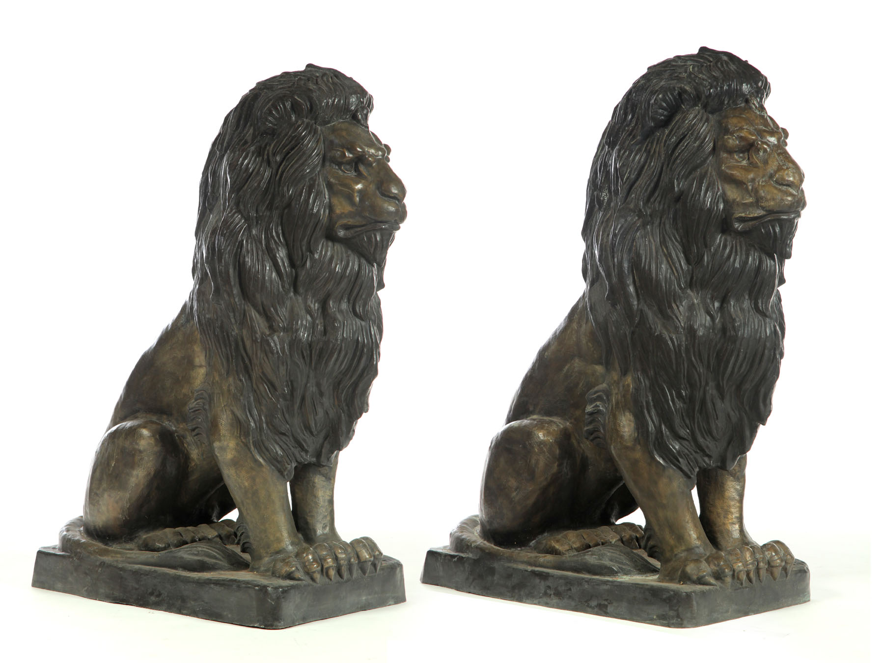 Appraisal: PAIR OF LIONS AFTER ANTOINE-LOUIS BARYE FRANCE - Cast bronze