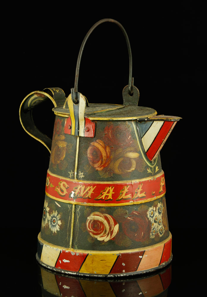 Appraisal: - Toleware Pitcher Toleware pitcher with polychrome decoration x x