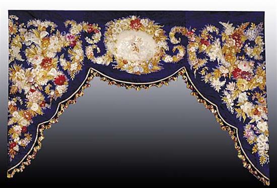 Appraisal: Continental needlepoint window valance late th early th centurycartouche of