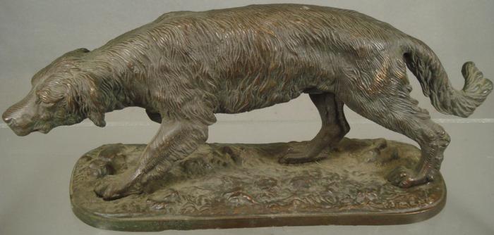 Appraisal: After PJ Mene Bronze sculpture of a hunting dog impressed