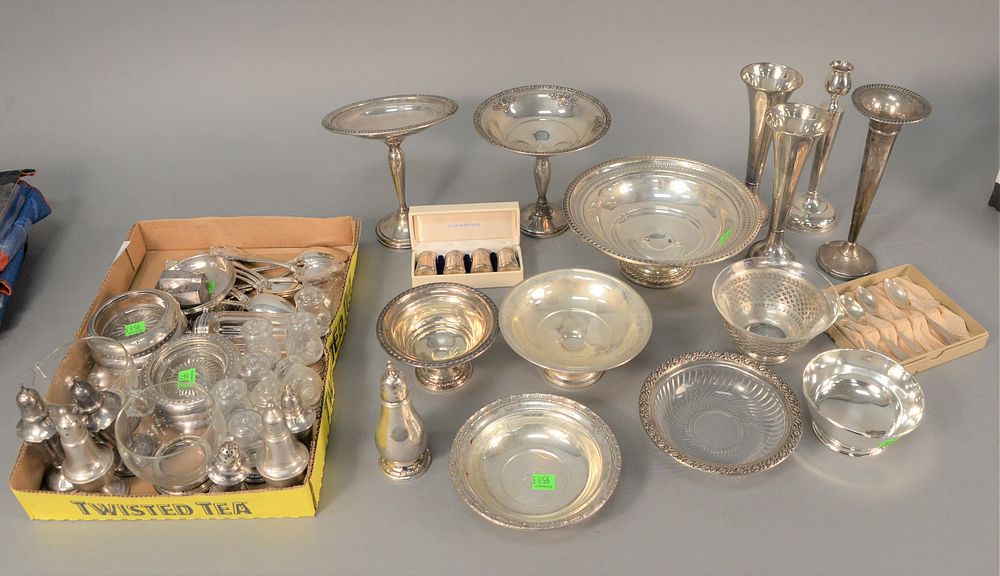 Appraisal: Three tray lots of sterling silver to include weighted compotes