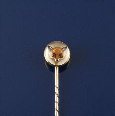 Appraisal: A late th century gold stick pin mounted with a