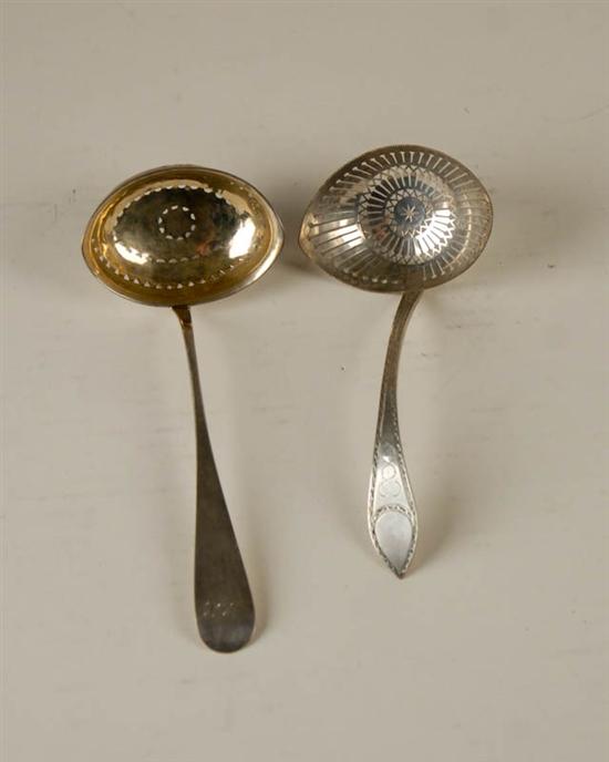 Appraisal: Two European Pierced Bowl Ladles one with Parisian marks for