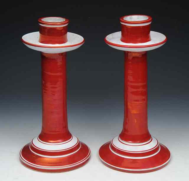 Appraisal: Alan Caiger-Smith British b A pair of Aldermaston Pottery candlesticks