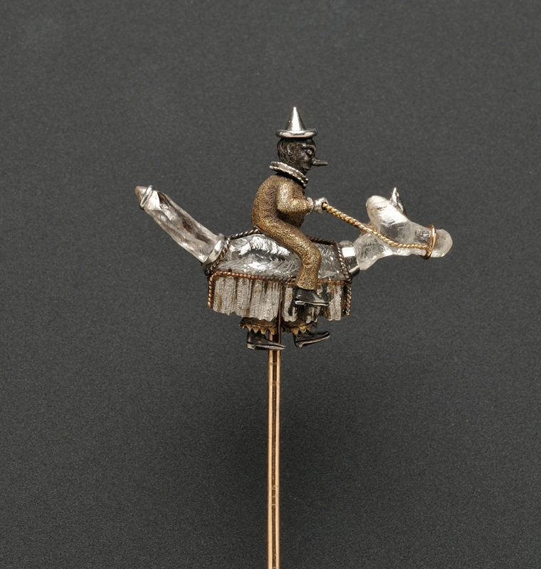 Appraisal: Diamond Commedia dell'Arte Stickpin probably Austria c s designed as