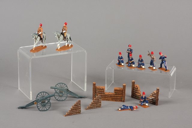 Appraisal: Lot of assorted trophy miniatures Egyptian infantry barricades and field