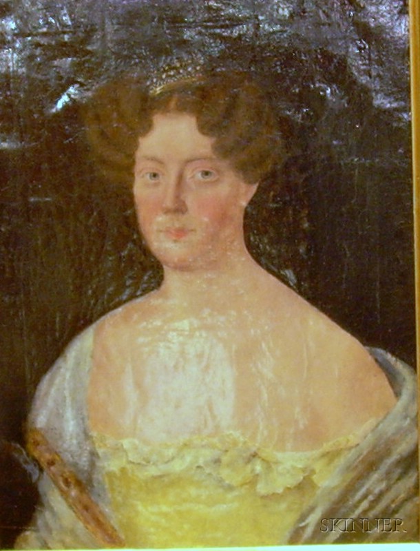 Appraisal: Framed Continental School Oil on Canvas Portrait of a Lady