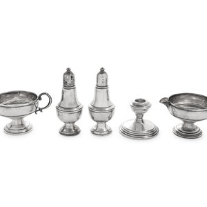 Appraisal: A Group of Five American Silver Table Articles Various Makers