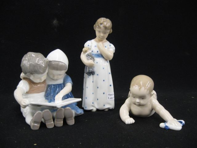 Appraisal: Danish Porcelain Figurines girl with doll brother and sister reading