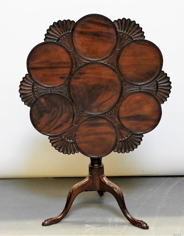 Appraisal: FINE Federal Flame Mahogany Orderve Tilt Top Table New England