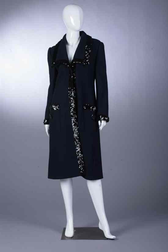 Appraisal: DOLCE GABBANA SEQUINED NAVY WOOL COAT Size With black sequin