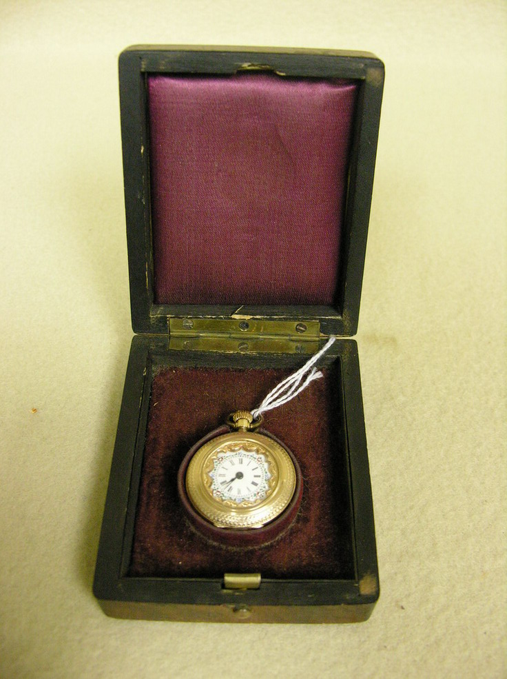 Appraisal: LOUIS JACOT GOLD POCKET WATCH No Locle Enameled flower dial